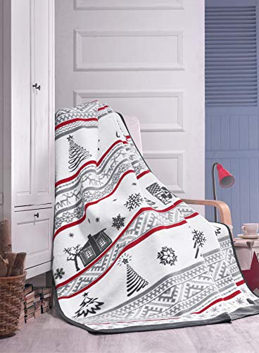 sei Design Weihnachts Kuscheldecke 150x200 Weihnachten Fleece Decke X-Mas Winterdecke Wohndecke Weiche Dicke Decke mit Weihnachtsmotiv als Sofadecke Couchdecke Überwürfe Plaid Weihnachtsdeko