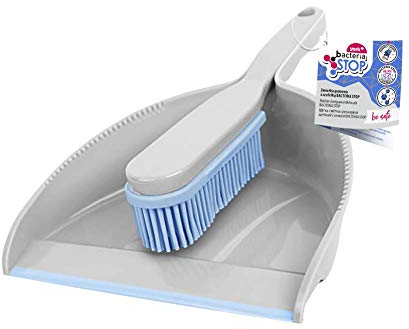 YORK BACTERIA STOP Set scopa manuale e paletta in gomma, set di scope, pulizia rapida, funziona bene in stanze in cui si trovano i bambini piccoli.