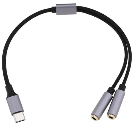 eMagTech USB-C Mikrofonadapter USB Typ C auf Dual 3,5mm Kopfhörermikrofonadapter für Telefone Computer Fernseher MP3 MP4 Kopfhörer