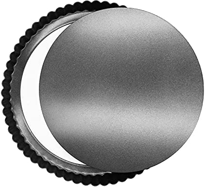 Molde Quiche, Molde Tarta Desmontable, Molde de Quiche de Revestimiento Antiadherente, Se Puede Utilizar para Hacer Pizzas, Pasteles, etc（Negro）