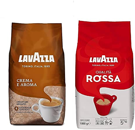 Lavazza 1 x Crema E Aroma 1 kg & Lavazza Qualita Rossa Coffee Beans 1 kg,