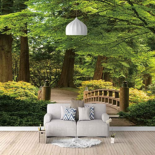 FVGKYS Wandbilder Schlafzimmer Erwachsene Kinder Tapete Plakate 3D Grüne Bäume Landschaft Selbstklebend Wandgemälde Wandtattoo Kunst Dekoration Für Wohnzimmer Küche Wanddekoration 200x150cm