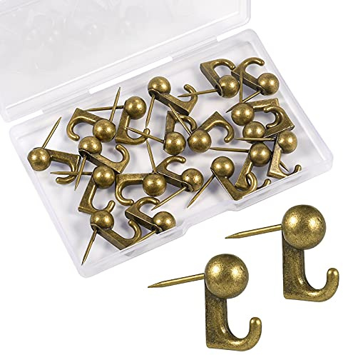 KINBOM 20 Stück Push Pin Haken Legierung Metall Push Pin Foto Aufhänger Reißzwecke für Home Office Schule Wandbild Stoff Korkplatte
