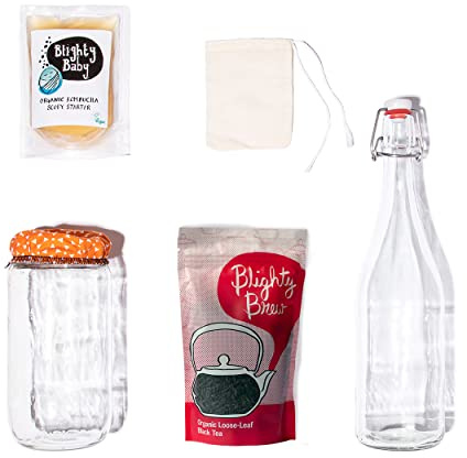 Organic Kombucha Starter Kit With Blighty Baby SCOBY - Make your own Blighty Booch Kombucha at home.