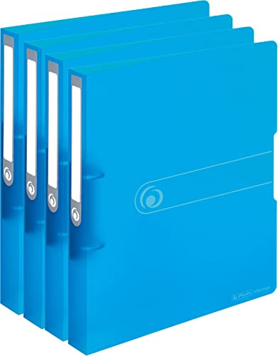Herlitz Ringbuch A4 (PP, 2-Ring-Kombi-Mechanik, 3,8 cm Rücken, 25 mm Füllhöhe) 4er Set, transparent blau