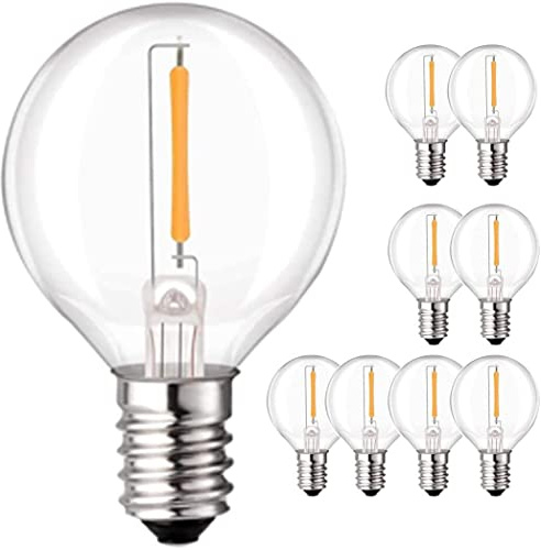 Yohencin G40 LED Bulbs, E12 Base, 3V Low-Voltage Warm White Bulbs (2700K), 8 Pack for Outdoor Solar String Lights