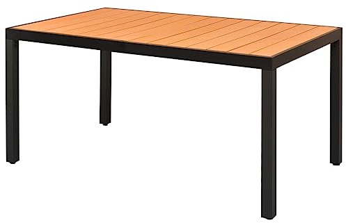 Makastle Gartentisch aus Metallrahmen und WPC-Tischplatte, Garten Esstisch Balkontisch Terrassentisch Beistelltisch Gartenmöbel Witterungsbeständig Garten Loungetisch Aluminium 150 x 90 x 74 cm Braun