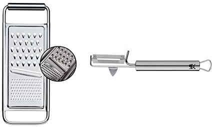 WMF Küchenreibe Kartoffelreibe Gurkenhobel Cromargan Edelstahl rostfrei spülmaschinengeeignet & Pendelschäler 19 cm Profi Plus Cromargan Edelstahl rostfrei teilmattiert spülmaschinengeeignet
