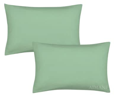 AIMANE® Percale Pair of Housewife Pillowcases 50 x 75 CM Polycotton Easy Care Plain Dyed Pillowcases Envelope Closure (Mint Green, Housewife Pillowcases)