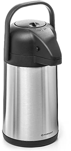 Forgast Thermosflasche mit Pumpe | 1.9L Liter | Thermoskanne | Pumpkanne | Isolierkanne Edelstahl | Isolierflasche | Pump-Kaffeekanne