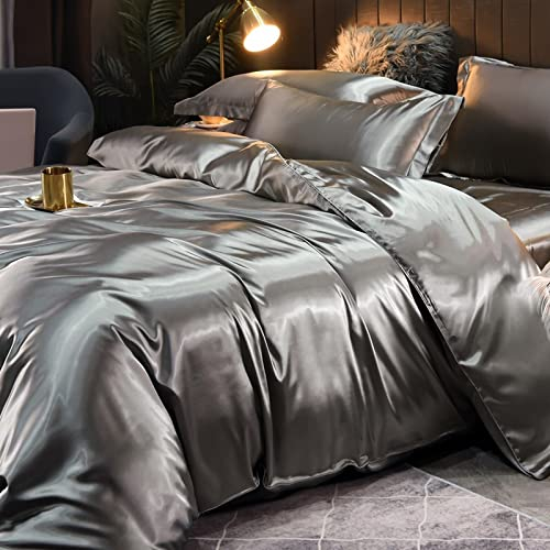TGPOLI SeidenbettwäSche Set,Vierteiliges Set Aus Sommerseide, Bettbezug Aus Maulbeerseide, Hautfreundliche Bettwäsche Aus Eisseide, Seidensatin,J,220 X 240 cm (4 Stück)