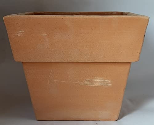 Generico Vaso Quadrato in Terracotta Fatto a Mano 30 x 30 cm, Altezza 25 cm, Fioriera Cache-Pot Portapianta Made in Italy
