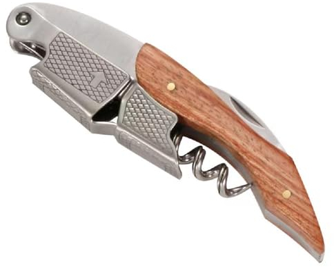 Cavatappi Sommelier,Tire Cap Professional,Apribottiglie in acciaio inossidabile e legno di Sequoia- argento
