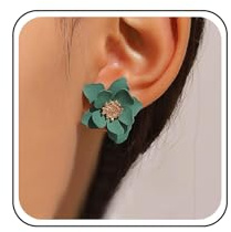 TseenYi Pendientes De Flor De Acrílico Boho Verde Vintage En Capas Para Novia Boda - Joyería Para Mujeres Y Niñas Regalos