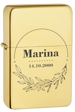 Goldenes Benzin Feuerzeug mit individueller Gravur für Mama - Geschenke für Frauen zum Muttertag - für Camping, Wandern und BBQ geeignet - windfest und nachfüllbar
