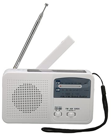 Weather Radio, Solar Hand Crank Power Emergency Radio, Portable AM FM NOAA Radio with Solar Charging and LED Flashlight, Portable Power Bank for Camping Wilderness Survival (White)