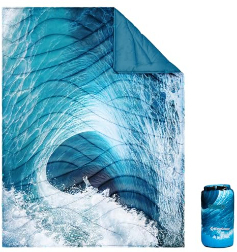 KingCamp Couverture de voyage ultra légère, couverture de camping d'extérieur chaude et imperméable, compacte, petite taille une fois pliée pour le camping, le bureau, la maison, l'extérieur