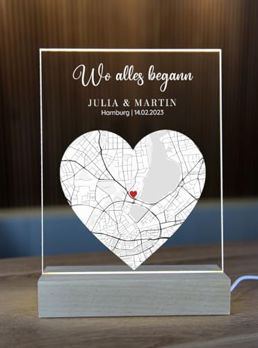 Geschenkfreude Wo alles begann Bild Koordinaten aus Acryl 20x15 cm - Glasbild personalisiert - einzigartige personalisierte Karte Geschenke für Paare zu Weihnachten Geschenk für Freundin Weihnachten