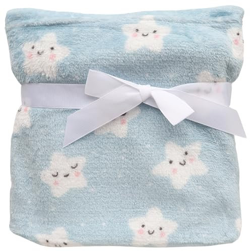 FENSILO Couverture pour bébé - Couverture Douillette en Peluche Chaude - 94 x 72 cm - Motif étoiles Bleues