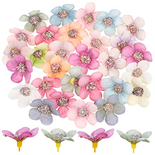 ABOOFAN 50 Kleiner Seidenblumen Gänseblümchenköpfe, Künstliche Blumenköpfe