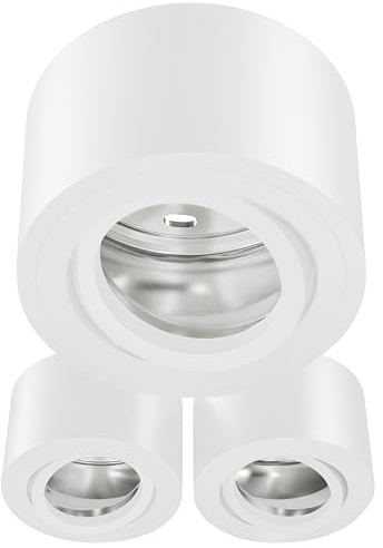 MATO 3x Aufputz Spot weiß - extra flach & schwenkbar - Ø80x50mm - Aufputz Spots Decke ohne Leuchtmittel - Deckenspots, Aufbaustrahler, Aufbauleuchte für LED Module mit 50mm