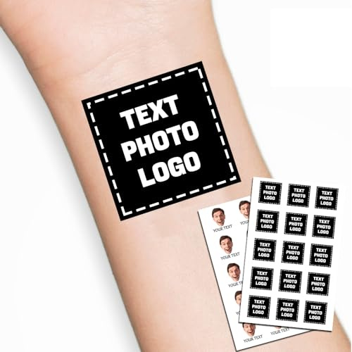 LLLGSH Personalisierte klebetattoos - personalisierte Temporäre Tattoos mit Foto und Text - Tattoos Selbst Gestalten - Wasserfest - Hält mehrere Tage - Geburtstag Party Hochzeit Braut Bräutigam Dekor