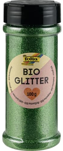 folia 578158 - Bio Glitter, 100 g, organischer Glitzer in Grün, zum Verzieren und Dekorieren