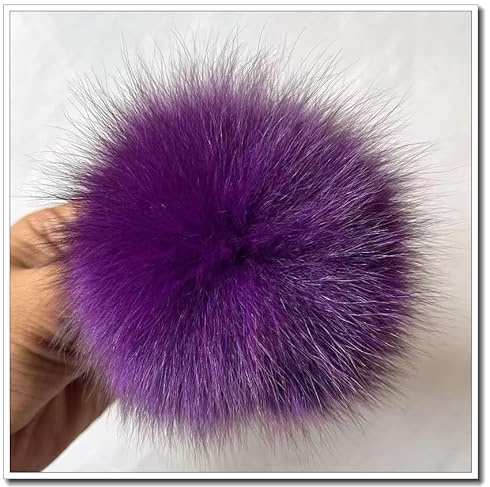 Yurosiay 2 Stück Pompons aus Fuchsfell, Lila, 9cm, Bunt, Flauschig, Kunstfell, Fellbommel, Pompon, Plüschbälle, Plüsch, DIY-Crafts, Multipurpose