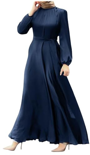 Muslimische Kleider für Damen - Langarm Chiffon Robe Arabisch Dubai Kaftan Islamische Kleidung Abaya für Ramadan