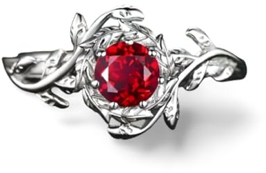 Hasdnker Ring Ringe Damen Bijouterie Herren Zarte Silber Farbe Runde Intarsien Mit Rotem Stein Blume Ringe Fashion Party, Verlobung, Hochzeit Ringe Für Frauen Schmuck