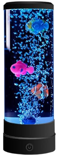 Cunlvyyds Lámpara de pez burbuja cambiante de color, alimentada por USB y pilas, falsa lámpara sensorial para acuario con mando a distancia, ambiente para oficina, decoración del hogar, color negro