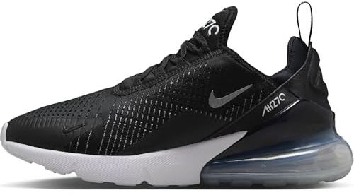 Nike Air Max 270, Sneaker Donna, Black/Metallic Silver/White, 40.5 EU
