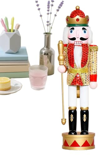 Patifirst Figuras de Cascanueces, Figuras Rey de Madera para Estanterías, Decoración Tradicional De 35 Cm para Mesa Cocina Salón Dormitorio Estantería