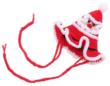 KOMBIUDA Weihnachtsmütze Für Hunde Und Katzen Mit Warmem Bommel Weiche Strickmütze Mit Kinnband Partyaccessoire Für Welpen Und Kleine Haustiere Festliche Fotorequisiten