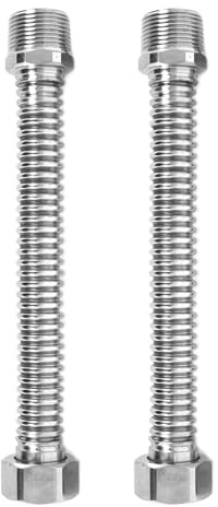 Gutol (2er-Pack) Flexibler Edelstahlschlauch 3/4 – 20 cm Länge, universell passend für Warmwasserbereiter, Boiler und industrielle Rohrleitungen