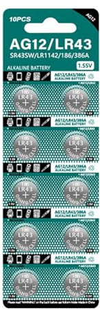 SHYYOULQE Paquete de 10 pilas alcalinas LR43 de botón de 1,5 V para relojes, calculadoras y cámaras digitales, batería multidispositivo