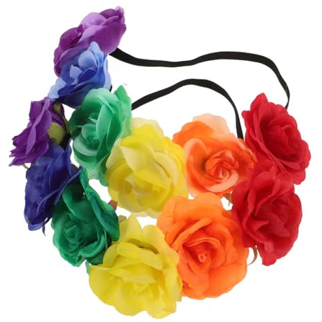 VICASKY 2 Stück Bunte Elastische Rosen Haarbänder, Karneval Blumen Stirnband Haarband Blumenkranz Braut Floral Crown Für Karneval Party Cosplay Und Party