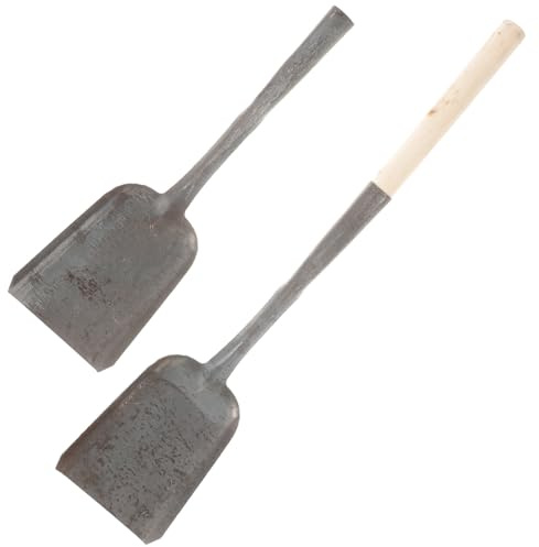 GATHINESS Juego de 2 Palas de Hierro Mango de Madera, Pala Ligera y Práctica para Chimenea y Jardín, Diseño Mango Largo para Limpieza