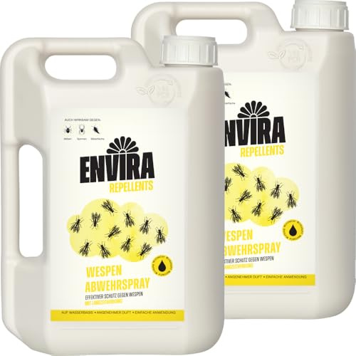 Envira Wespenspray 2x 2 Liter - hochwirksam, vertreibt Wespen | Wespen Spray mit Langzeitwirkung für Wohnung, Dachboden und Garten - effektives Abwehrmittel, Wespen-Abwehr