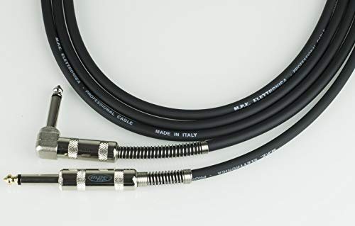MPE - Cavo per strumenti chitarra basso tastiera Made in Italy professionale con 1 Jack Pipa Angolo 90° e 1 jack mono 6,3mm (5 MT)