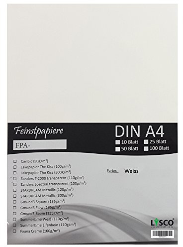 GMUND Transparentpapier DIN A4 Farbe Weiß transparent / LYSCO® Feinstpapierset mit 50 Blatt Inhalt (FPA-126) - bedruckbar, sehr gute Qualität, für Einladungen, als Einlegeblätter für Alben, Fotoalben, Fensterbilder, Bastelarbeiten uvm.