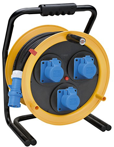Brennenstuhl 1319036 Industrie-Kabeltrommel 50 m BROBUSTA CEE 3, Baustellenkabel, CEE-Stecker 3-polig, 230V, selbstschließend (3 EWG 3 Poli) IP44