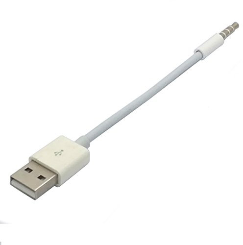 Chargeur USB et câble de synchronisation Cordon 3,5 mm Jack Fiche audio mâle vers USB 2.0 Câble adaptateur convertisseur pour Apple iPod Shuffle 3ème 4ème 5ème 6ème 7ème génération 11 cm