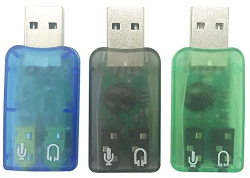 Apoi USB-Audio-Adapter, 3.5-mm-Kopfhörer- und Mikrofonbuchsen, externe Stereo-Soundkarte, Plug-and-Play, keine Treiber erforderlich, kompatibel mit Windows, Mac, Linux, PC, Notebook, PS4, 3 Stück