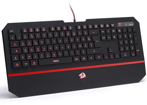 Redragon K502 Clavier De Jeu À Membrane Filiaire, avec Repose-Poignet, Touches Multimédia, Mince, Durable, Silencieux, Ergonomique, AZERTY FR, Parfait pour Ordinateur, Idéal pour Les Players, Noir