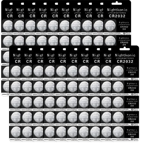 Nightkonic 100 pcs Pack - CR2032 Battery 3 Volt Lithium Coin Cell 2032 Batteries