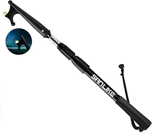 SANLIKE Telescoping Boat Hook for Docking, Floating Telescopic Pole with Luminous Bead, Lightweight Fiberglass, Non‑Slip Rubber Handle, Rust‑Resistant & Durable for Boating Docking 25.6 to 47.2 inches