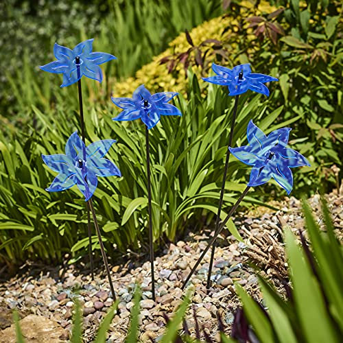 Sun Catcher Garden Decor 5er Set Blumen Sonnenfänger Garten Stecker, Statuen, Figuren 75cm hohe Dekoration für Garten, Balkon oder Terrasse, Farbe:blau