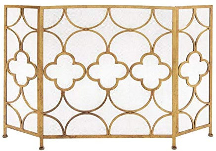 Leikegong Pare-étincelles de cheminée robuste à 3 panneaux Grille de sécurité pour l'extérieur Grille décorative en métal