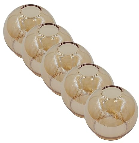 5er Set E14 Lampenschirm Castello goldfarbig – Lampenglas Ersatzglas Glas Ersatzschirm für Pendellampe, Nachttischleuchte, Deckenstrahler & Leuchte